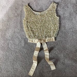 Vintage Sequin & Silk Formal Evening Top